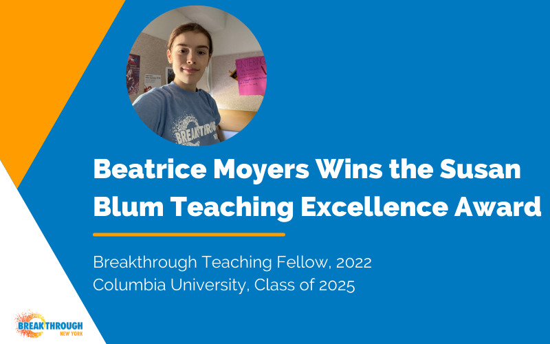 Beatrice Moyers Wins the Susan Blum Teaching Excellence Award
