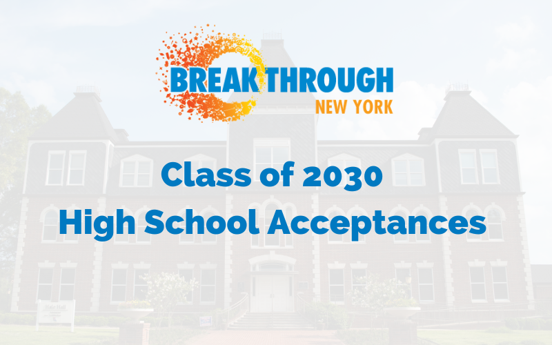 Breakthrough New York Recognizes the Class of 2030 High School Acceptances
